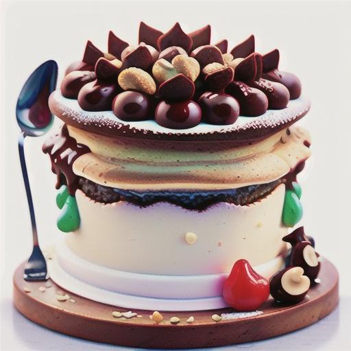 Choc-hazelnut meringue cake with cherry jam