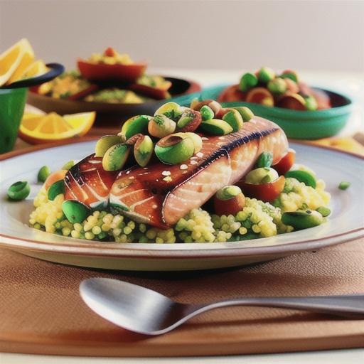 Spiced salmon with pistachio couscous