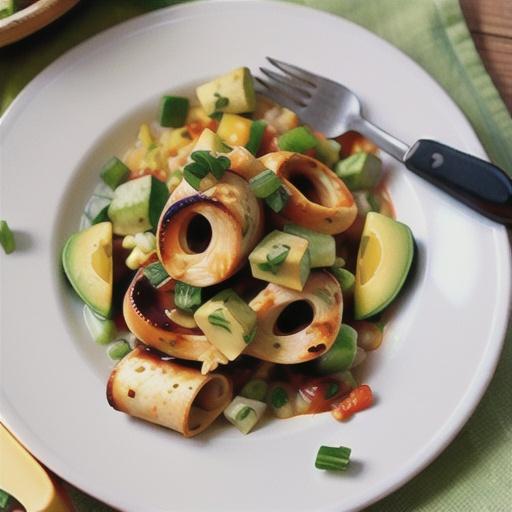 Chicken enchiladas with lime and avocado salsa