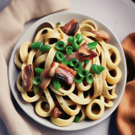 Creamy garlic and bacon linguine