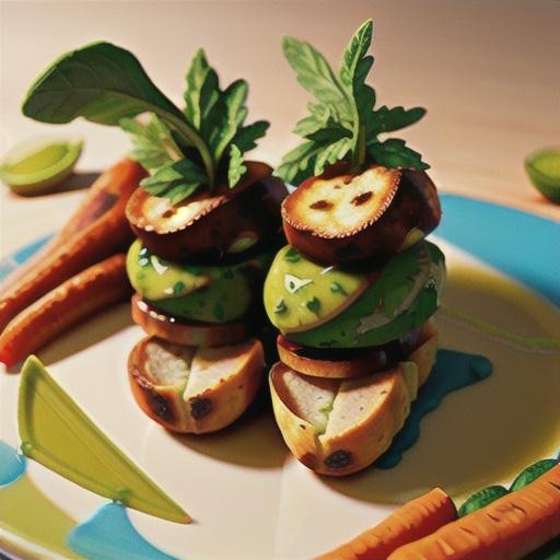 Roasted parsnip & carrot pita pockets with sausage and green olive salsa