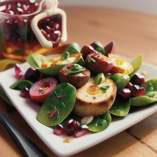 Spinach Salad with Warm Pomegranate Salad Dressing