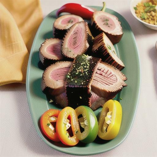 Spice-crusted beef with sweet pepper salsa