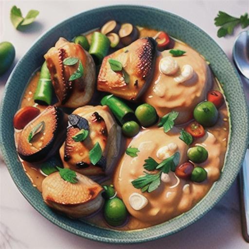 Braised paprika chicken and lentils