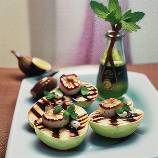 Grilled scallops with anchovy, mint & coriander