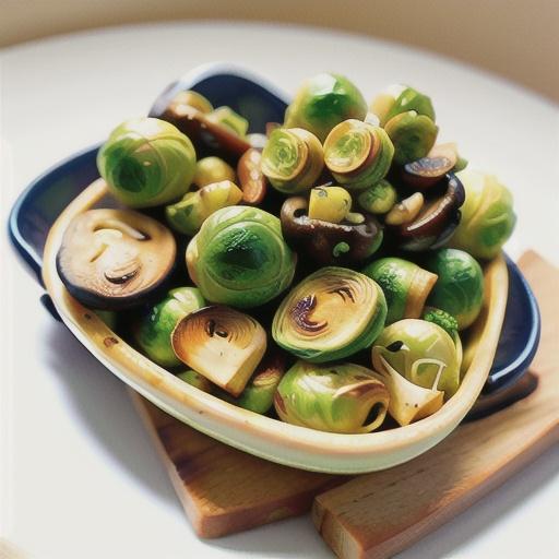 Pan-Fried Brussels Sprouts and Mushrooms with Thyme