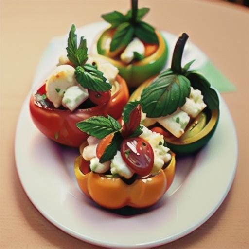 Brown rice, feta and mint stuffed tomatoes