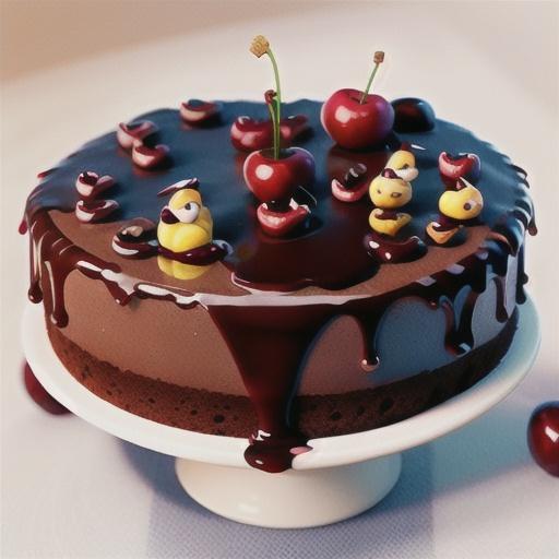 Chocolate love cake with cherries & booze
