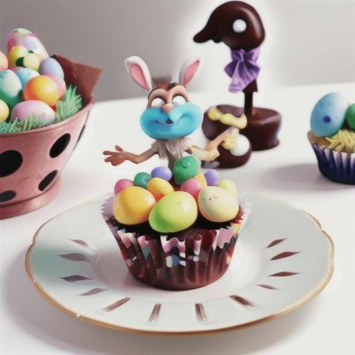 Easter cupcakes with chocolate eggs