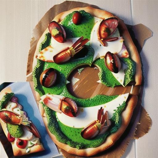 Parsley pesto and prawn pizza