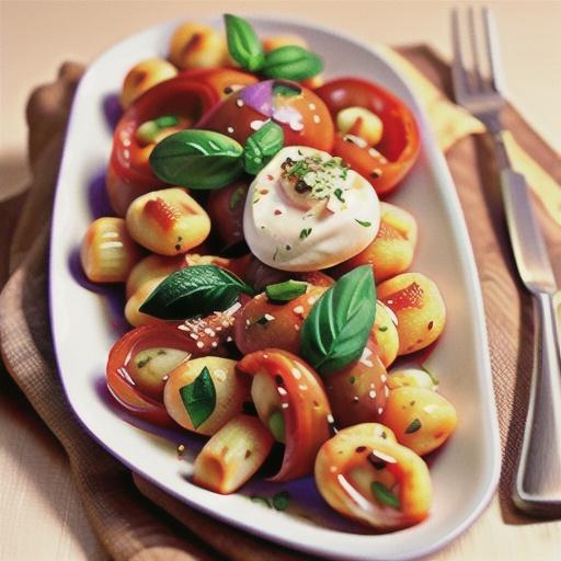 Gnocchi with eggplant, tomato & mozzarella