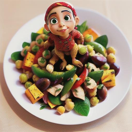 Moroccan spiced chicken on chickpea and pumpkin salad