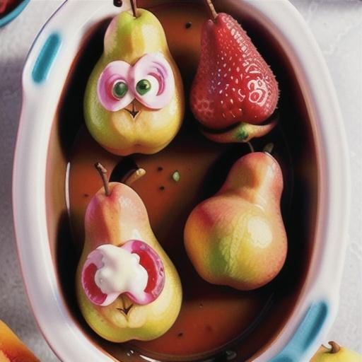 Slow-cooker poached raspberry pears