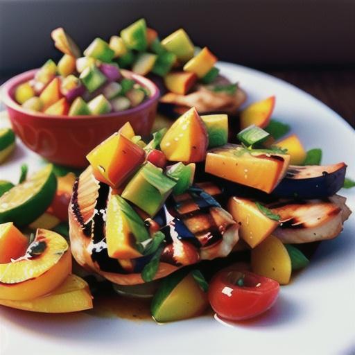 Grilled Chicken Thighs with Peach and Cherry Salsa