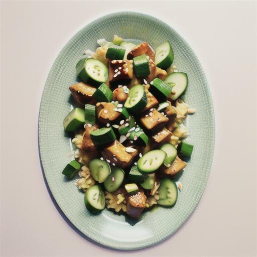 Sesame chicken with chopped cucumber salad recipe
