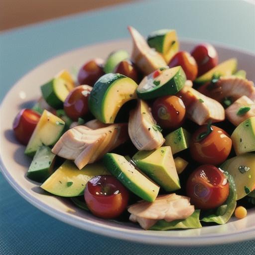 Smoked chicken, cherry & avocado salad
