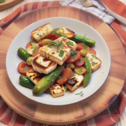 Rosemary roast vegetables with haloumi & chorizo