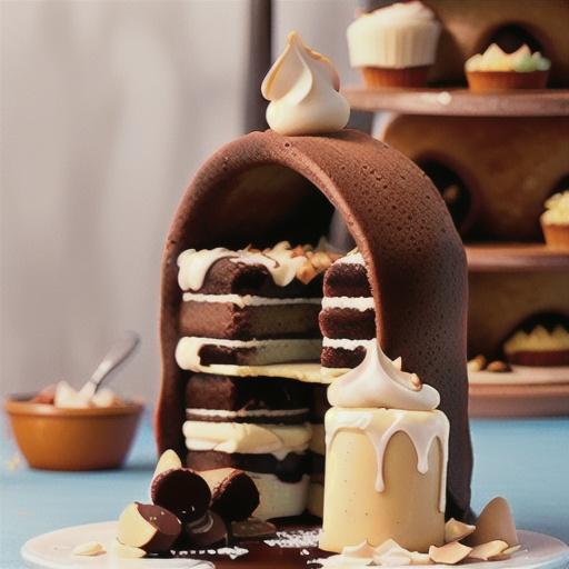 Chocolate Almond Cake with White Chocolate Mousse