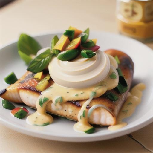 Pan-fried fish with creamy mustard sauce