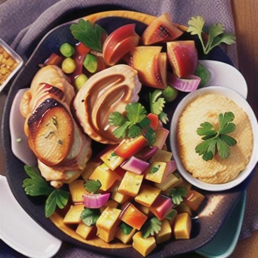 Cornmeal Chicken with Peach Salsa