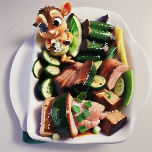 Char siu lamb with cucumber dressing