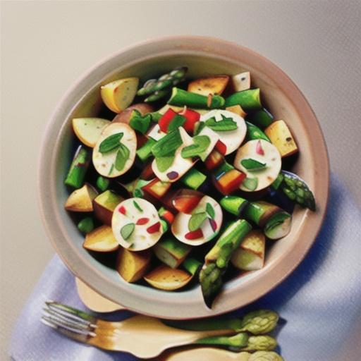Potato & asparagus salad with salsa verde dressing