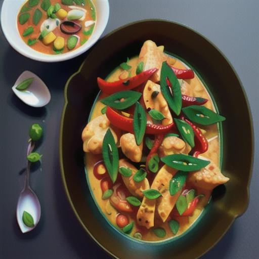 Green peppercorn chicken curry