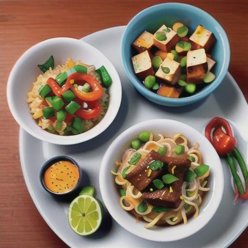 Chilli beef and tofu rice noodles