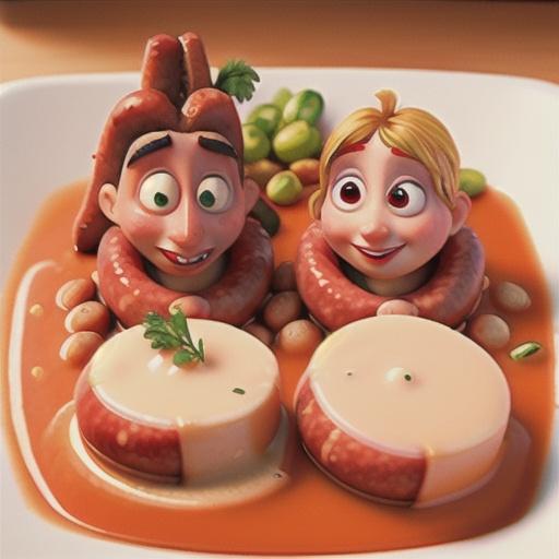 Spicy sausages and beans