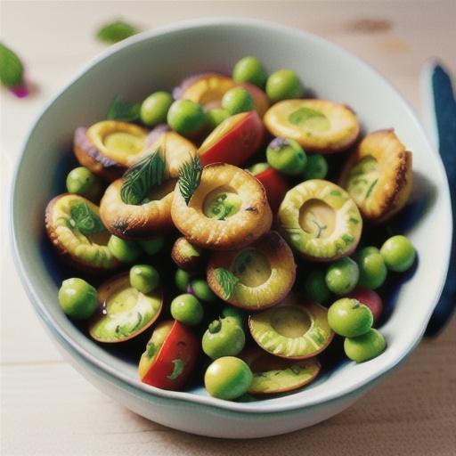 Fast pea and dill fritters with avocado salad