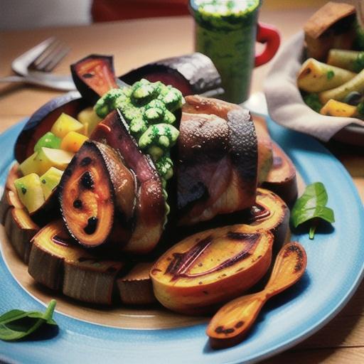 Lamb al asador with chimichurri and kumara wedges