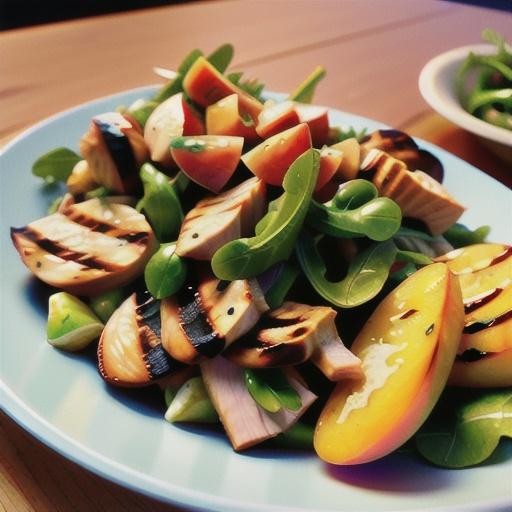 Grilled Chicken, Peach, and Arugula Salad