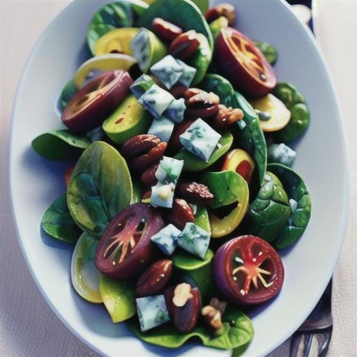 Spinach & blue cheese salad with walnut dressing