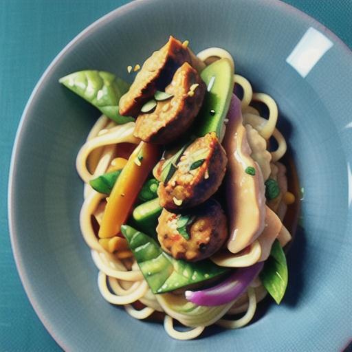 Chicken meatball noodle stir-fry