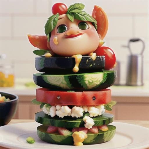 Tomato, Watermelon and Feta Stacks