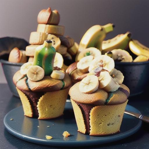 Banana muffins with peanut butter icing
