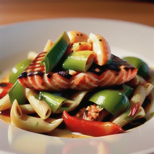 Roasted Red Pepper Salmon Pasta