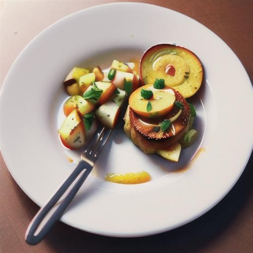 Roast pork cutlets with baked apple