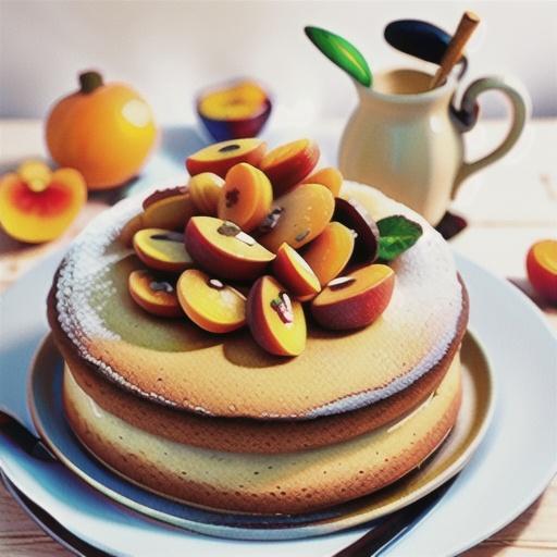 Almond cake with apricot and vanilla bean syrup