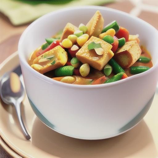 Vegetable curry with coconut bread