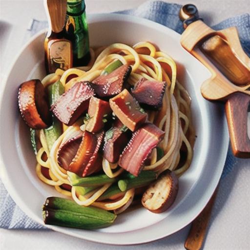 Beef, beer and bacon spaghetti