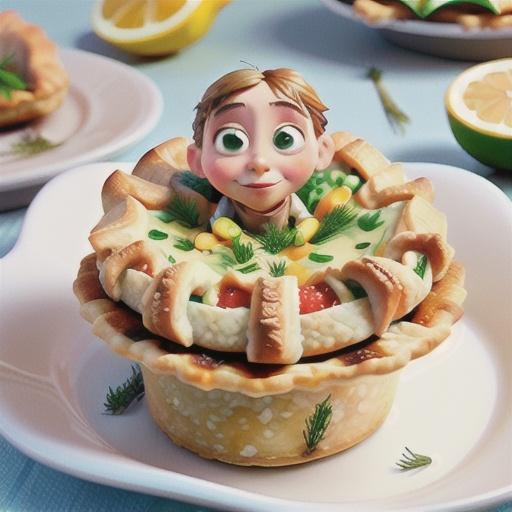Individual salmon, dill and lemon pies
