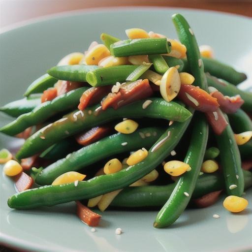 Garlicky, Spicy and Sesamey Green Beans
