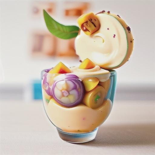 Mango and passionfruit soy cream dessert
