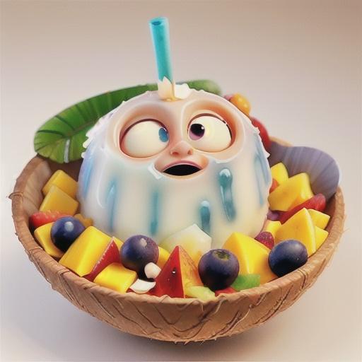 Coconut jelly with fruit salad