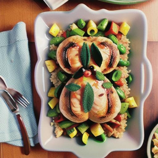 Roast chicken with quinoa, bacon and sage stuffing