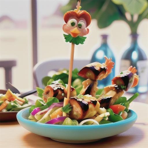 Chicken with satay sauce and salad