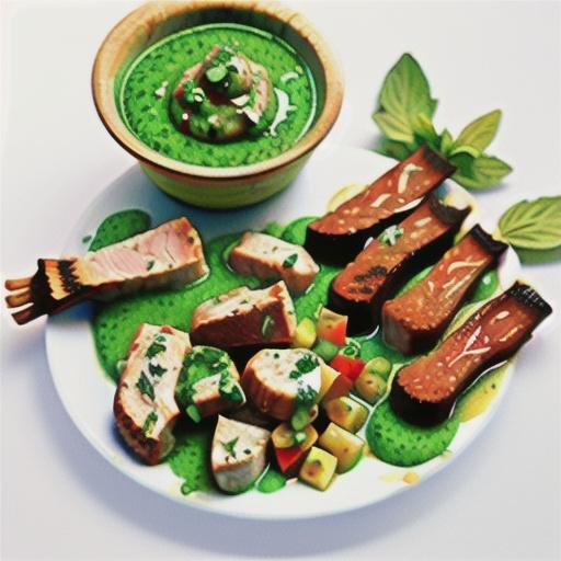 Marinated lamb cutlets with herb dipping sauce