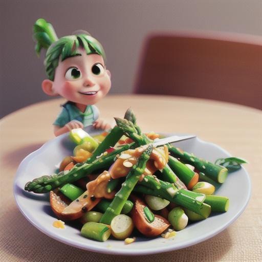 Chicken and asparagus salad with satay sauce