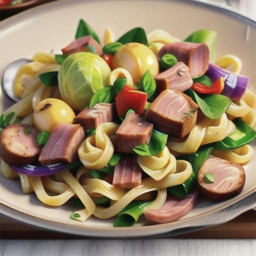 Cabbage and Noodles with Ham